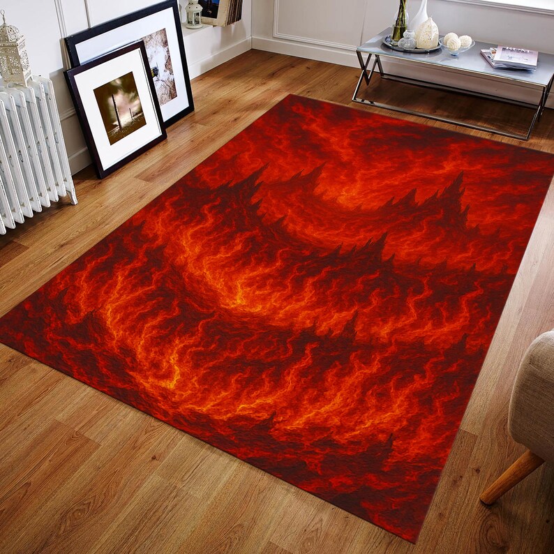 Hellfire Inferno Rug – Deep Red Flame, Gothic Home Decor - Etsy