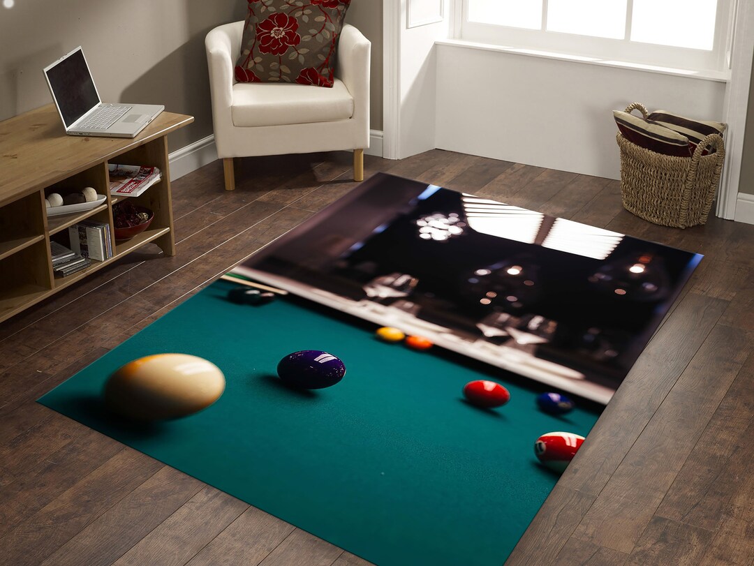 Billiard Patterned Rug, Billiard Rug, Light Colored Rug, Multicolored ...