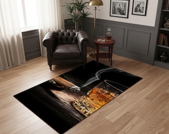 Whiskyfototapijt, alcoholfototapijt, kunsttapijt, donkergekleurd tapijt, veelkleurig tapijt, luxe decor voor kamer, modern tapijt, cool tapijt