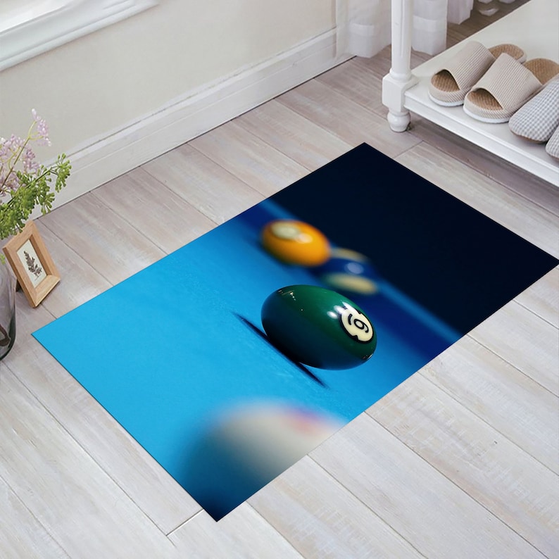 Billiard Table Rug – Blue Pool Hall Carpet for Game Rooms & Man Caves ...
