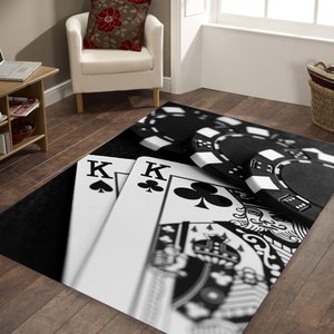 Tappeto da poker, tappeto da gioco di carte, tappeto da gioco di poker, tappeto di colore scuro, tappeto multicolore, tappeto artistico, arredamento di lusso per la stanza, tappeto moderno, tappeto fresco