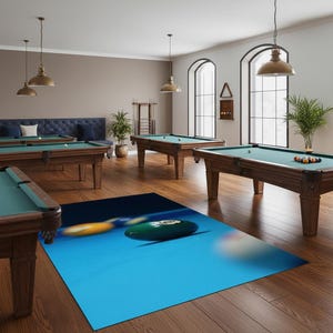 Billiard Table Rug – Blue Pool Hall Carpet for Game Rooms & Man Caves
