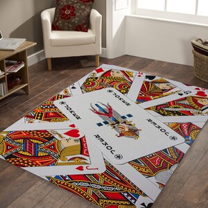 Poker Teppich, Kartenspiel Teppich, Poker Teppich, Hellfarbiger Teppich, Mehrfarbiger Teppich, Künstlerischer Teppich, Luxusdekor für Zimmer, Moderner Teppich, Kühler Teppich