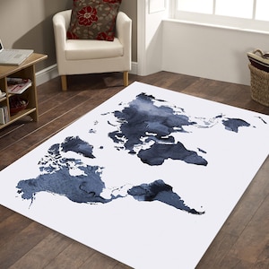 Weltkarte Teppich, Teppich mit Weltkarte, Heller Teppich, Mehrfarbiger Teppich, Künstlerischer Teppich, Luxusdekor für Zimmer, Moderner Teppich,Cooler Teppich