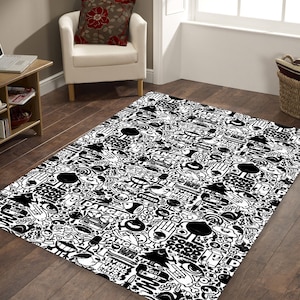 Graffiti Rug, Street Art Rug, Grafiti Carpet, Dark Colored Rug, Multicolored Rug, Artistic Rug,Luxury Decor for Room,Modern Carpet,Cool Rug