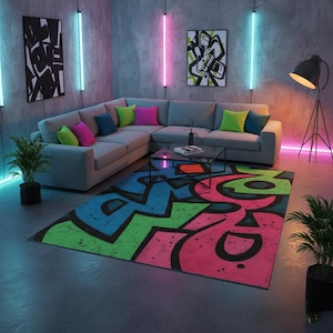 Tapis Graffiti Color Splash – Tapis de street art vibrant avec un design urbain audacieux