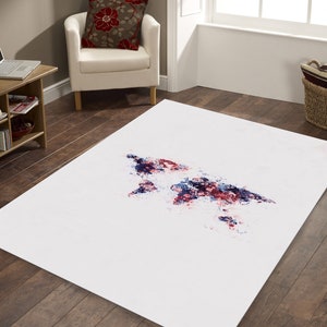 Alfombra con mapa del mundo, color claro, multicolor, artística, decoración de lujo, moderna, moderna