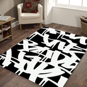 Graffiti Rug, Street Art Rug, Grafiti Carpet, Dark Colored Rug, Multicolored Rug, Artistic Rug,Luxury Decor for Room,Modern Carpet,Cool Rug