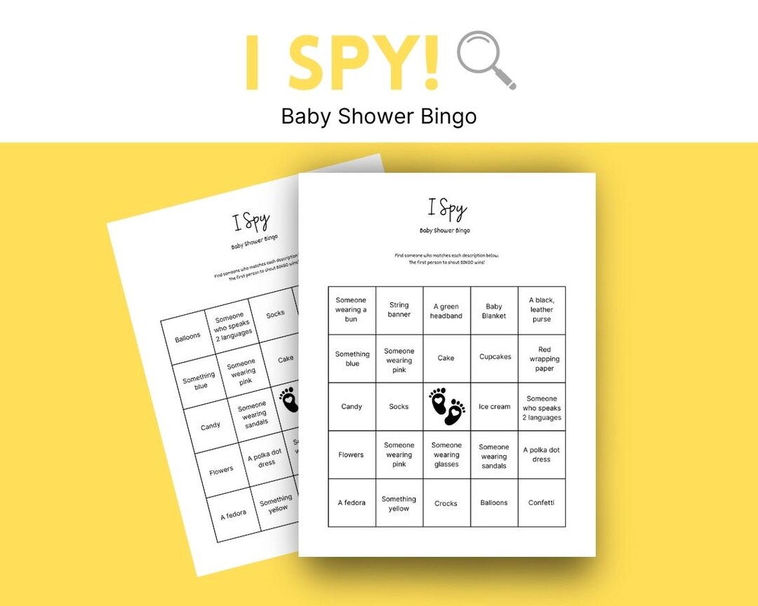 I Spy Icebreaker Bingo Baby Shower Edition Fun Party Games Etsy