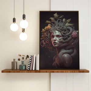 Medusa Leinwand Wandkunst / Griechische Mythologie Druckbares Digitales Produkt / Geeignete Größen für Tapete & Rahmen / Hohe Qualität