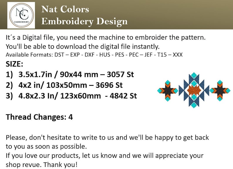 Southwest Embroidery Design: Geometric Decorative Pattern (digital ...