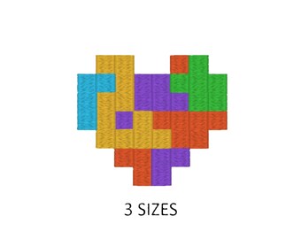 Pixel Heart Machine Embroidery Design. Pixeled Heart Machine Embroidery (Digital File).