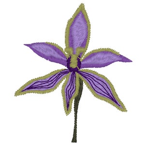 Purple Orchid Machine Embroidery Design (Digital File)