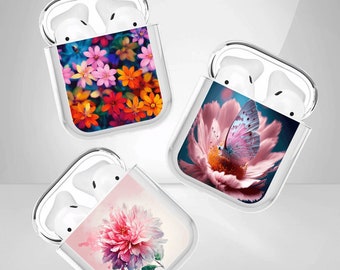 Floral print Design Headphone Case Flower decor Protective Cover for Airpods 3 2 Pro Galaxy Buds Live Beats Fit Studio WF