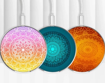 Mandalas print Mobile Charger 15W Fast Wireless Power Mat for all Qi Devices, Mandalas spiritual Station, Hub, Pad, Dock, Plate, Base