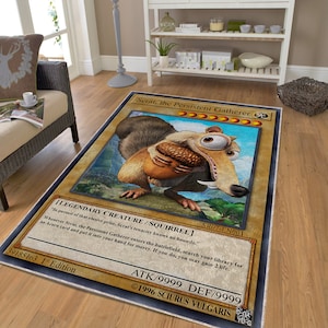 Tapete Scrat the Squirrel, decoração de esquilo com cartão mágico, tapetes engraçados personalizáveis