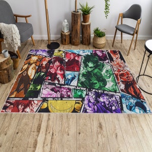 Tapete colorido com personagens de anime, presente perfeito para fãs de mangá.