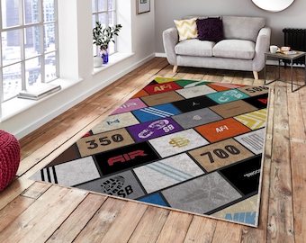 Sneakers Decoration Rug, Sneaker Collection Decor, Fashion Area Rug