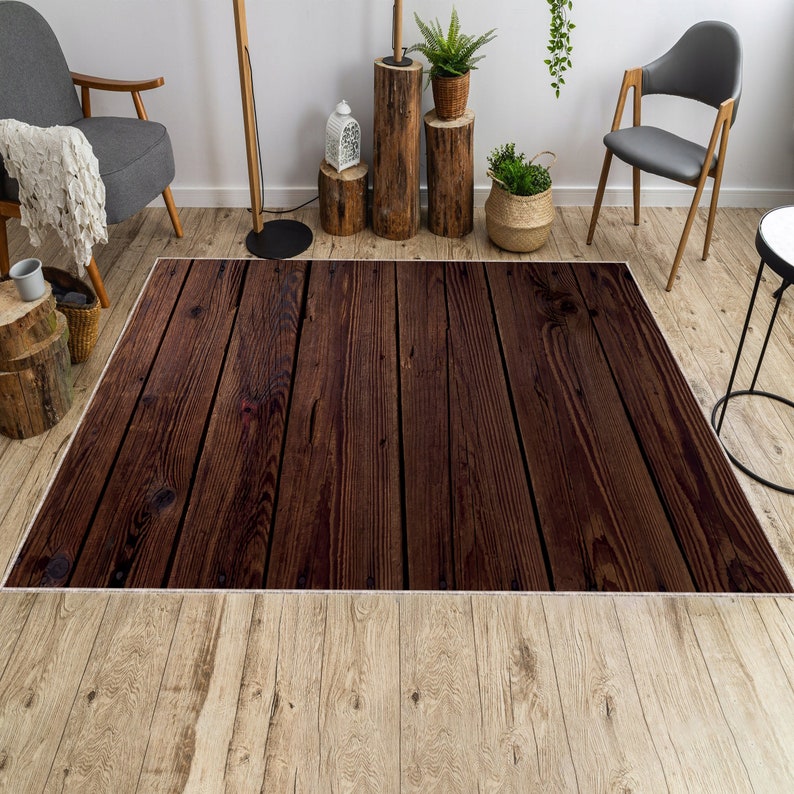 Woodgrain Area Rug: Minimalist Living Room & Bedroom Decor - Etsy