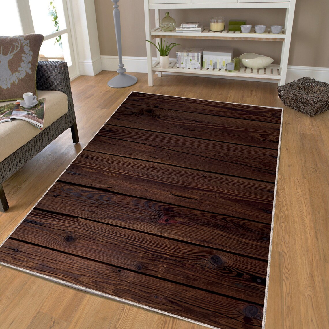 Woodgrain Area Rug: Minimalist Living Room & Bedroom Decor - Etsy