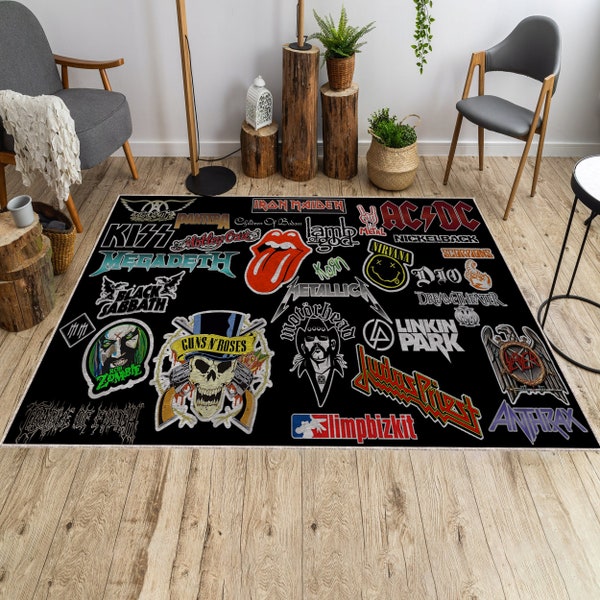 Rock Music Rug, Gift for Rock Music Fans, Rockmusik-Teppich, Geschenk für Rockmusik-Fans