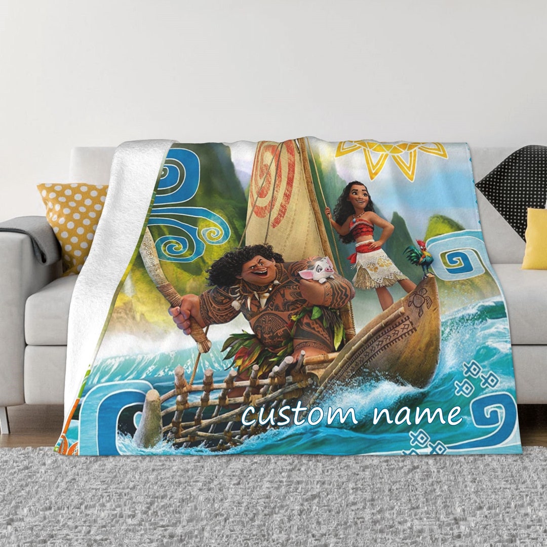 Custom Name Moana Blanket Personalized Flannel Throw Blankets Etsy
