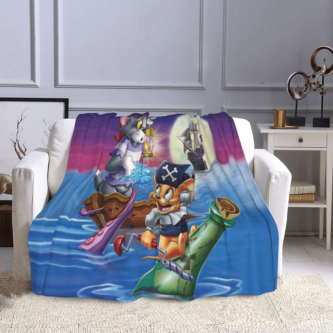 Custom Name Tom and Jerry Blanket Personalized Flannel Throw Etsy