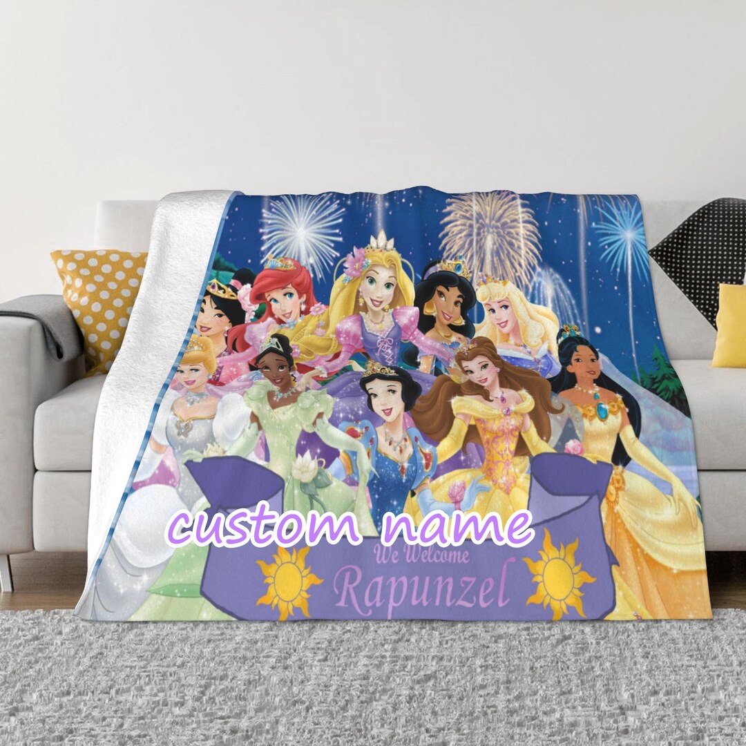 Custom Name Disney Princesses Blanket Personalized Flannel Etsy