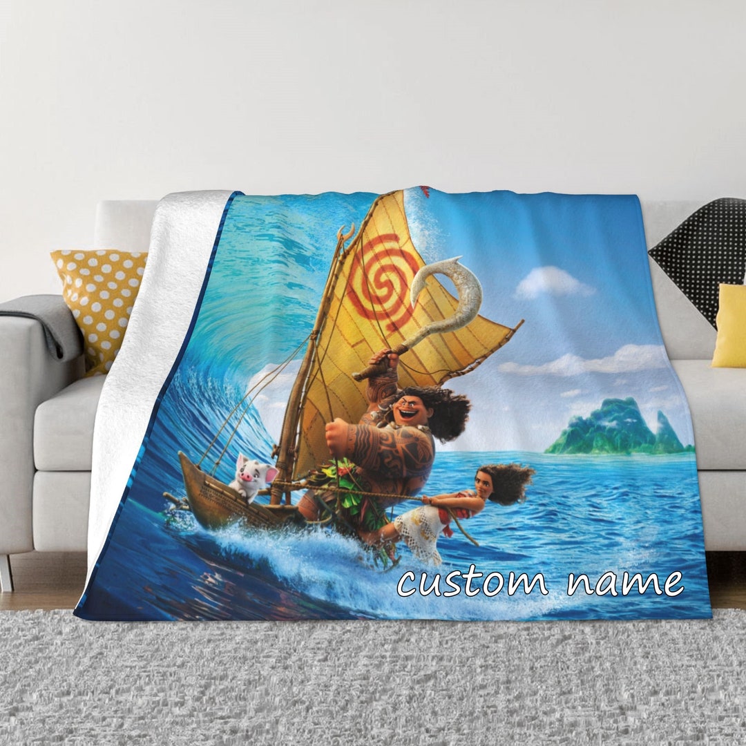 Custom Name Moana Blanket Personalized Flannel Throw Blankets Etsy