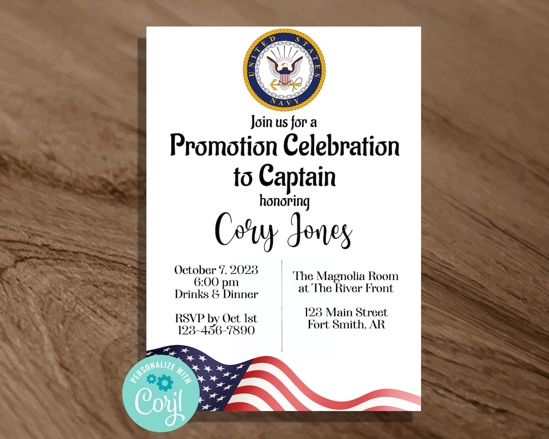 EDITABLE Navy Promotion Celebration Invitation, Military Promotion Etsy