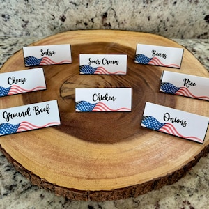 EDITABLE American Flag Food Labels, Place Cards Template Editable, Buffet Table Cards, Food Tent Cards, Printable Corjl