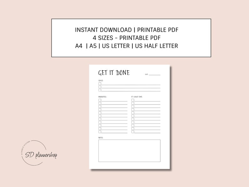 Get It Done List to Do List Daily to Do List Printable Daily Planner ...