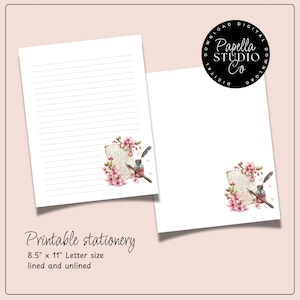 Printable Stationery lined paper | Printable Writing Paper with a vintage letter | Letter Writing Paper | Personalized notepad