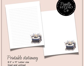 Printable Stationery lined paper | Printable Writing Paper with Typewriter | Letter Writing Paper | Personalized notepad