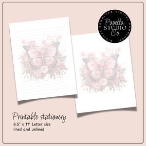 Printable Stationery lined paper | Printable Writing Paper with Butterfly | Letter Writing Paper | Personalized notepad