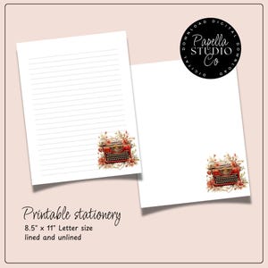 Printable Stationery lined paper | Printable Writing Paper with Typewriter | Letter Writing Paper | Personalized notepad