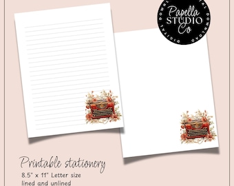 Printable Stationery lined paper | Printable Writing Paper with Typewriter | Letter Writing Paper | Personalized notepad
