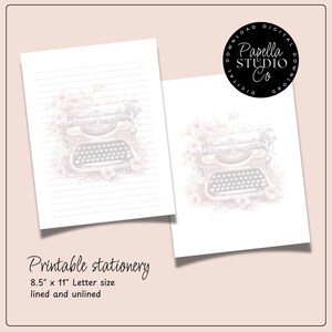 Printable Stationery lined paper | Printable Writing Paper with Vintage typewriter | Letter Writing Paper | Personalized notepad