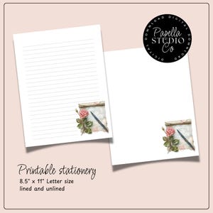 Printable Stationery lined paper | Printable Writing Paper with Vintage letter | Letter Writing Paper | Personalized notepad