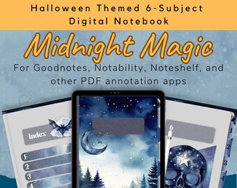 Midnight Magic Halloween Digital Notebook: Witchy Planner with Stickers (Goodnotes)