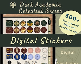 Dark Academia Digital Stickers: Celestial Planner Embellishments (Goodnotes)
