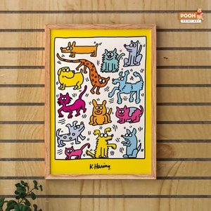 Keith Haring Wall Art,Vintage Poster,Graffiti Art,Gift for Home,Abstract Print,Trendy Prints,Dorm Wall Art,Gallery Wall Art,Art Objects