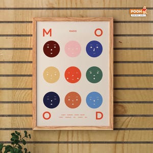 Arte de pared Mado, Nueve estados de ánimo, Impresiones de arte retro, Decoración de pared estética, Arte de pared para el hogar, Papel de alta calidad, Póster vintage, Impresiones de arte de pared, Arte colorido