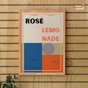 Póster de limonada rosada, impresiones artísticas, arte de pared vintage, impresión retro francesa, ideas de regalo, póster de cóctel, arte de pared minimalista, decoración del hogar, impresión premium