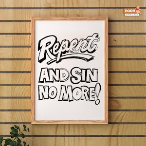 Andy Warhol Print,Repent And Sin No More,Retro Wall Art,Vintage Poster,Printable Print,Sketch Art,Home Decor,Room Decor,Gift for Home
