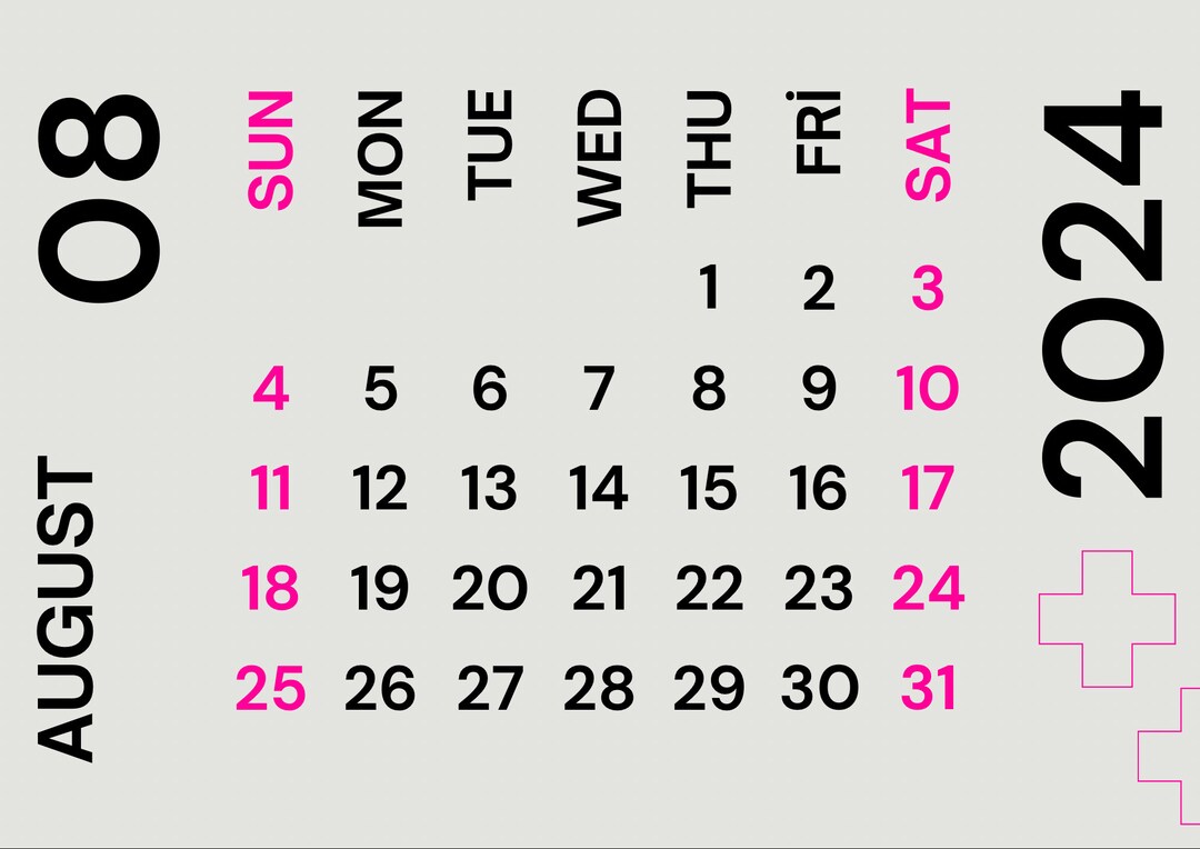 Digital Printable Aesthetic 2024 Calendar Etsy