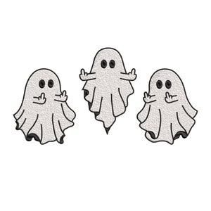 Ghost Middle Finger Embroidery Machine, Ghost Embroidery,Funny Halloween , Cute Ghost Halloween Embroidery Design