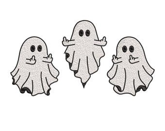 Ghost Middle Finger Embroidery Machine, Ghost Embroidery,Funny Halloween , Cute Ghost Halloween Embroidery Design