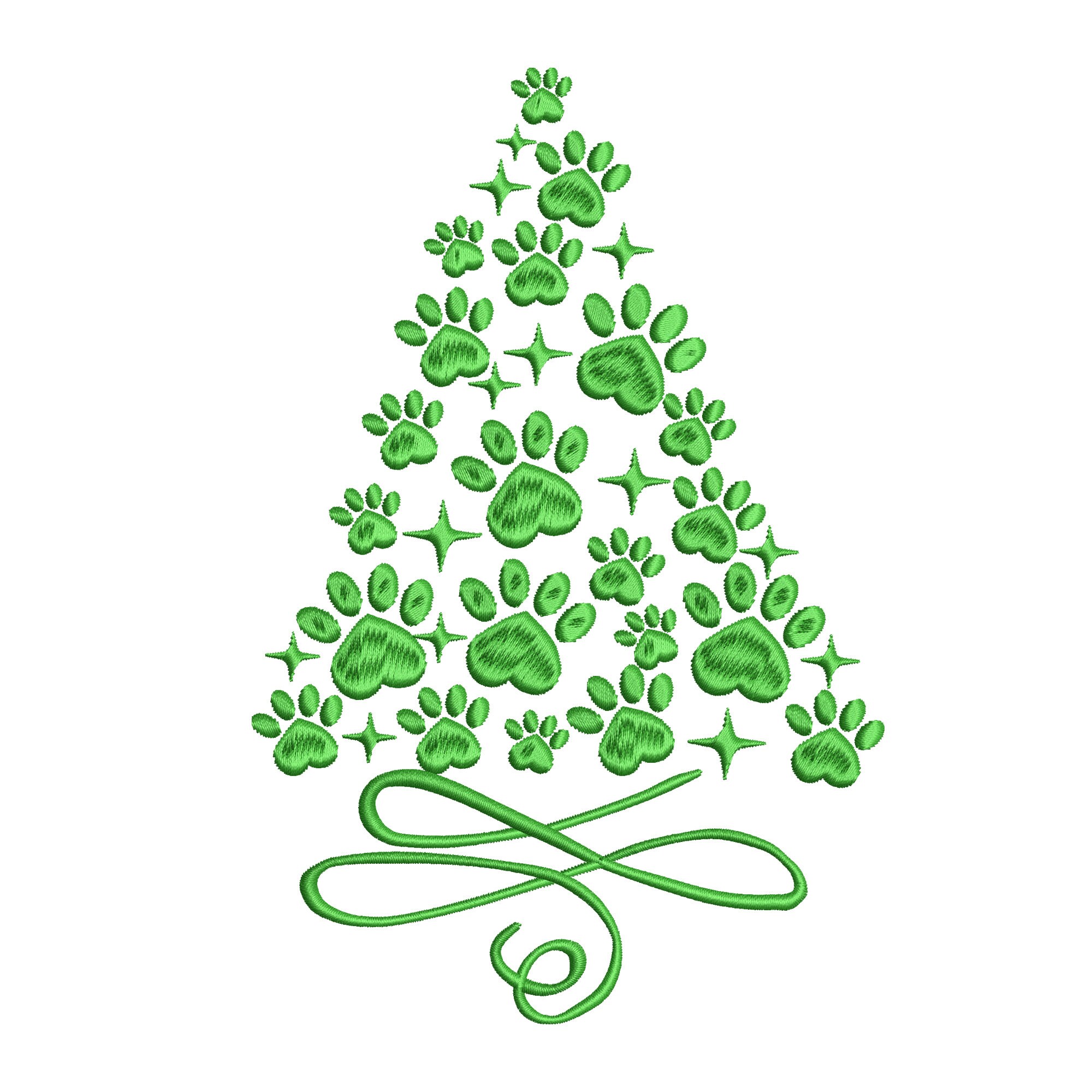 Paw Tree Embroidery Dessign Christmaspaw Dog Tree Embroidery Etsy