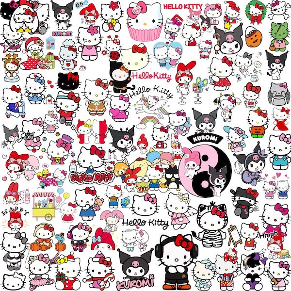 Kawaii Kitty S4nrio - Svg - Layered - Bundle - Sticker - Cartoon - Image Files - Digital Prints - Hello Svg - Kitty Svg - Cricut Svg SVG